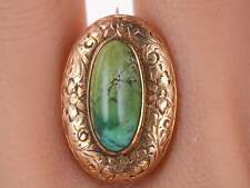 Antique Engraved 14k gold Turquoise pin picture
