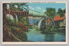 Asheville North Carolina~Old Water Wheel in Mountains~Linen Vintage Postcard picture