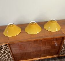 3 Vintage Amber Mustard Cased Glass Lamp Shades 10” Dia x 4 5/8”H 2.5”Receiver picture