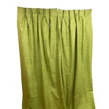 1960s Vintage Green Pinch Pleat Curtain 2 Panels 23.5