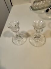 VINTAGE LOT of 2 Clear Glass Candlestick Holders #SD picture