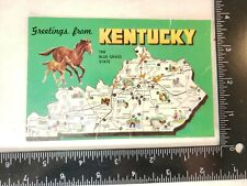 Greetings from Kentucky Large Map Scenic Vintage Linen Postcard -FREE SHIPPING picture