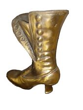 Vintage Brass Victorian Ladies Boot Woman Planter Vase Pen holder  picture