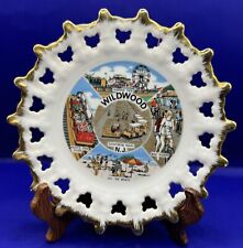 Vintage Wildwood New Jersey Souvenir Ceramic Scallop Plate Wall Hanging 7” picture