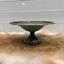 Vintage Decorative Metal Pedestal with Verdigris Patina Made in Israel Gold Gilt picture