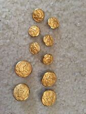 Vintage Genuine Gold Tone Metal Great Seal Eagle Buttons Military Crown 10 Pcs picture