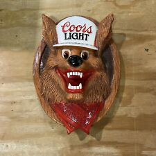 Vtg Coors Light Beer Wolf Wall Display Rare 80s 90s picture