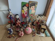 Vintage Japanese HAGOITA Wooden Paddle Doll Temari Ball Folk Art Craft Antique picture