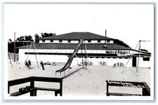 c1940's Rainbow Gardens Playground Slide Swing Ludington MI RPPC Photo Postcard picture