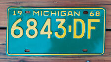 Vintage 1968 Michigan License Plate 6843-DF Rare No Slogan picture