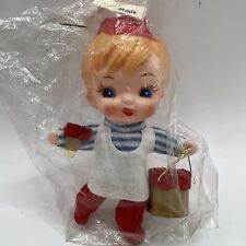 Vintage Boy With Paint Bucket & Brush Pixie Face Blow Mold Ornament Flocked picture