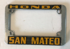 San Mateo Honda vintage metal  motorcycle license plate frame picture