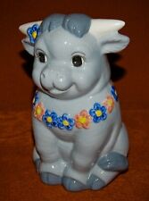 VINTAGE Glazed Porcelain Ferdinand The Bull With Daisies Cute Rare Figurine picture