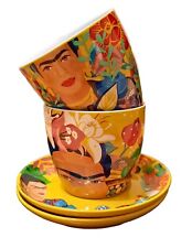 Frida Kahlo Chocolate Mugs, Nestle Abuelita Collectible Set of 2 Yellow, MEXICO picture