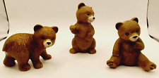 Vintage Homco Home Interior Set of 3 Brown Bear Cubs Figurines #1414 3” 3.25” 4” picture