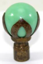 c. 1930's Paul Chilo Jadeite Green Glass Marble Ball Brass Lamp Finial picture
