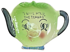Vintage Napco Anthropomorphic I Will Hold The Teabag Sugar Spoon Rest Green picture