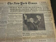 1948 NOVEMBER 4 NEW YORK TIMES - TRUMAN WINS WITH 304 ELECTORAL VOTES - NT 6176 picture