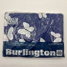 RARE Vintage NIP Burlington Vera Blue Butterfly King Size Fitted Sheet picture