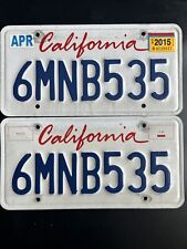 CALIFORNIA License Plate Pair 🔥FREE SHIPPING🔥 6MNB535 MATCHING SET picture