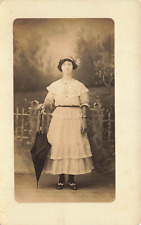 RPPC Lady in a Dress with Umbrella Postcard picture