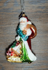 GLASSWARE ART STUDIO INTERN. Glass Santa Claus Ornament ORIGINAL BOX picture