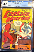 CAPTAIN MARVEL ADVENTURES #21 -   CGC 3.5 - 1943 HITLER/NAZI COVER picture