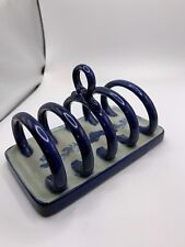 Antique VICTORIA WARE Ironstone Toast Holder. Saturated Blues / Chinoiserie picture