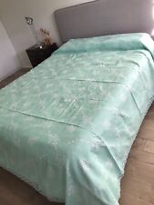 Bedspread King Italy Cotton Jade Green Sculpted Garlands Crochet Border UNUSED picture