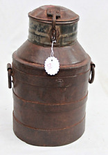 Vintage Rustic Iron Milk Churn Drum: Multi-Functional Container Collectible D1 picture