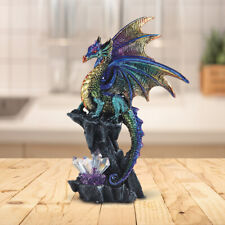 Medieval Purple Dragon Guarding Gemstone Statue 6