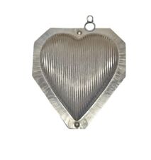 Vtg Valentine Heart Shaped Chocolate Mold Metal Two Pieces Striped Large 7.5