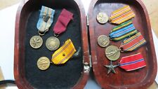 WW2 U. S. ARMY  MINI MEDALS GROUPING  WITH NEAT WOOD BOX picture
