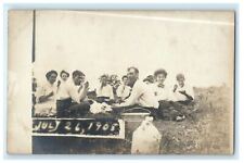 1908 Summer Group Picnic Bowtie Unposted Antique RPPC Photo Postcard picture
