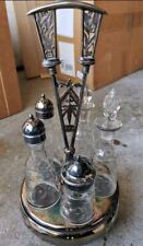 Antique Decanter Seasoning Roller Rotating Rack 5 Pieces Victorian Style... picture