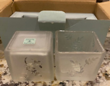 Partylite P7235 Square Pair Glass Candle Holder Set (2) In Box picture