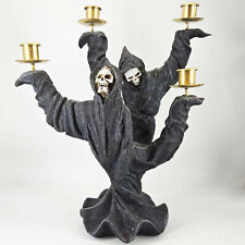 Martha Stewart Halloween large grim reaper skeleton 4 arm candle holder 15