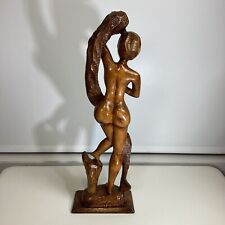 Beautiful Hand Carved Wood Nude Woman Art Sculpture Statue Haiti Haitian 26” picture