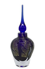 Art Glass Cobalt Blue Gold Somerso Faucet Cut Genie Dauber Perfume Bottle  OOAK picture