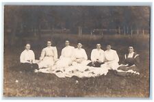 Women Patriotic Picnic Postcard RPPC Photo Scene Field c1910's Unposted Antique picture