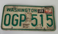 Vintage Washington LICENSE PLATE OGP515 Collectible White & Green Tags 1970’s. picture