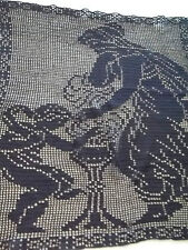 Antique Rare Black Filet XL  Crochet  Goddess Cupid Urn 30x33 Handmade picture