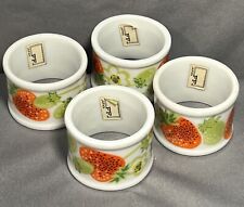 Fitz and Floyd Porcelain Napkin Rings Set of 4 Strawberry Theme picture