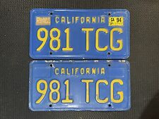 CALIFORNIA PAIR OF LICENSE PLATES BLUE 981 TCG 1994 LICENSE PLATE TAG picture