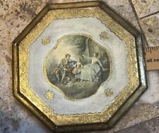 Vintage Italian Florentine Gold Gilded Wall Plaque Art Couple Teaching Fishing picture