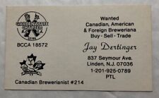 Canadian Brewerianist, Garden State Chapter, Linden, N.J. Business Card picture