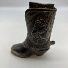 Silver Plate Cowboy Boot Cigar Cigarette Table Lighter Occupied Japan ￼Sparks ￼ picture