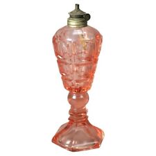 Antique Pink Coinspot Pressed Glass Oil Lamp C1840 picture