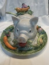 Fitz And Floyd 21st century “French Market” Pig soup Tureen & Platter *Free Ship picture