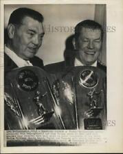 1958 Press Photo Former boxers Jack Dempsey and Gene Tunney honored with awards picture
